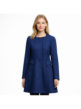 E-Land American Classic Blue Peplum Dress Jacket
